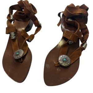 Atelier Italian leather Brown ankle wrap Leather Sandals 39 / 9